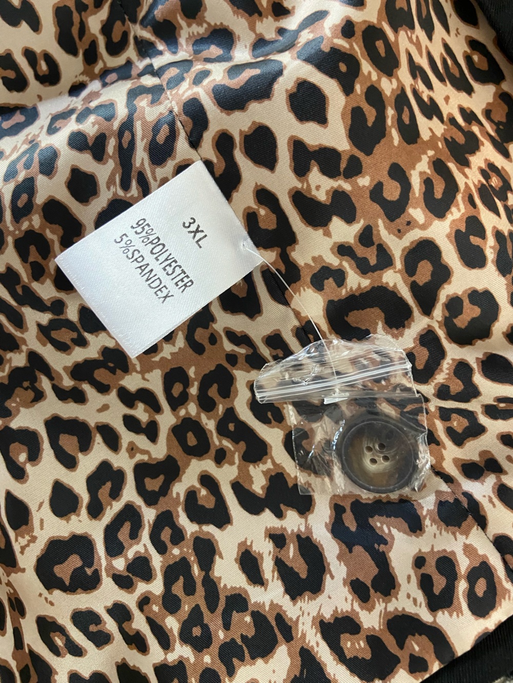 NWOT Black 3XL Single-Button Women's Blazer Jacket Leopard Print Lining - Picture 11 of 13